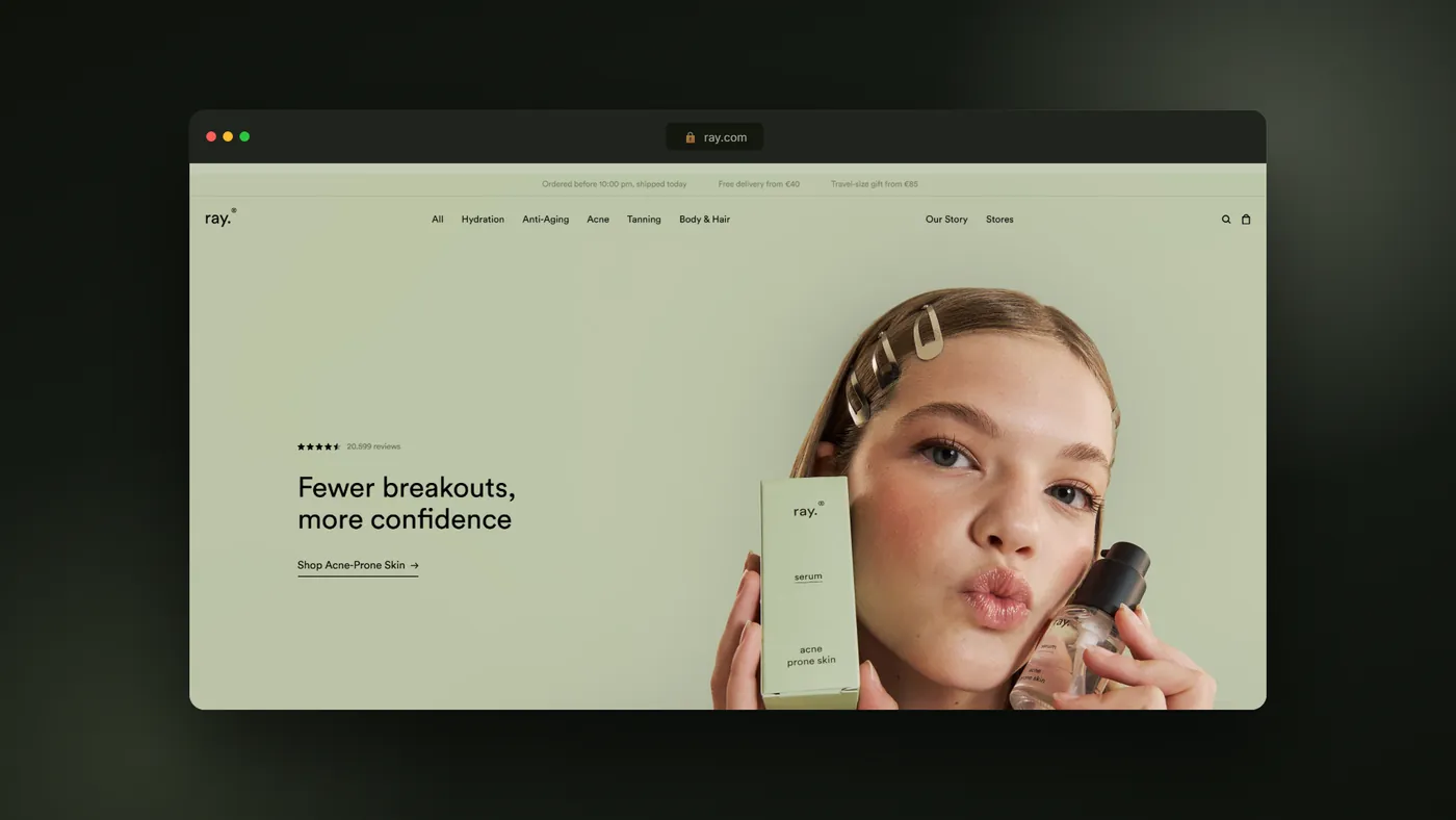 Ray Skincare project by Digitec Solution: Ray Skincare — Scientific Skincare E-Commerce Platform